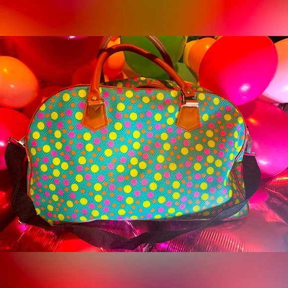 Jinluda Tote NWT Polka Dot with Colorful PVC Bag - Picture 3 of 9